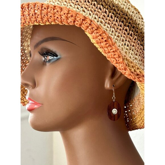 Silver 925 Hook Wooden Swirl Earrings - Picture 6 of 6